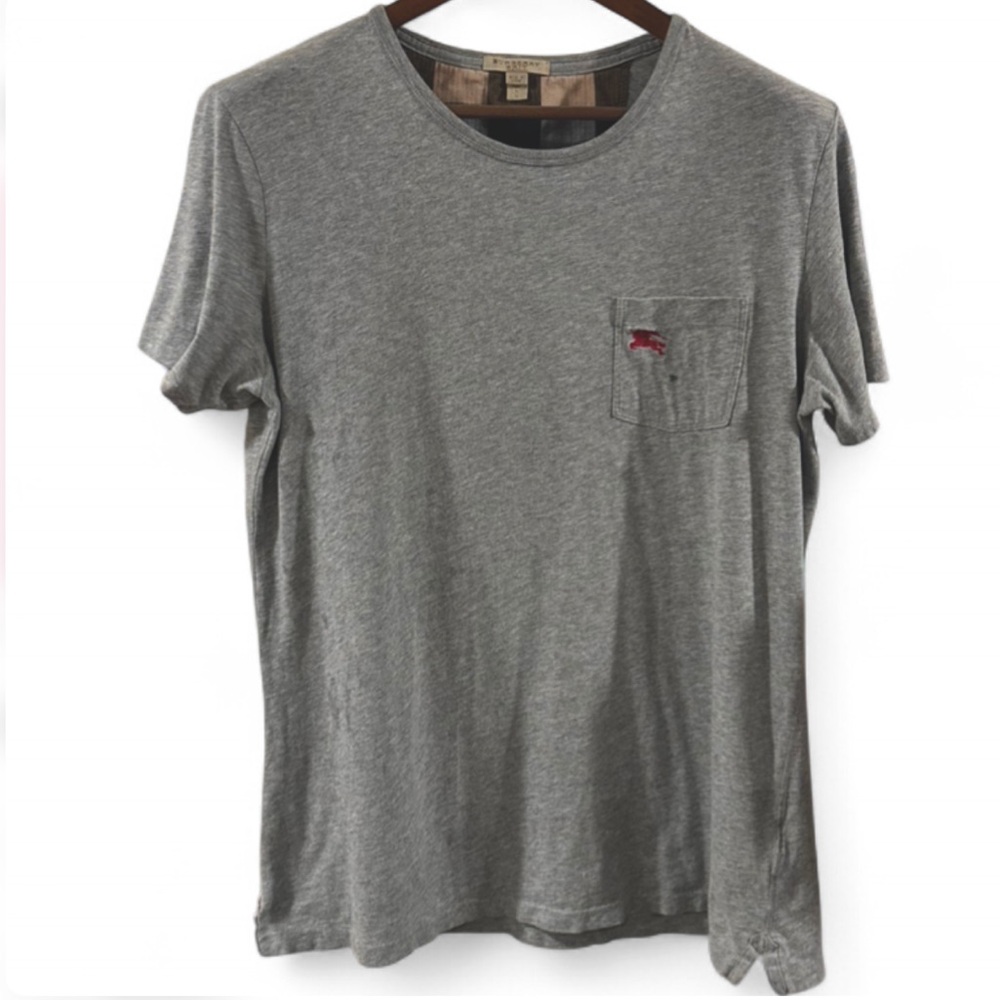 Burberry Gray Short-Sleeve Pocket Tee Size Women’s Large - Picture 2 of 5